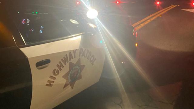 CHP patrol car at night 