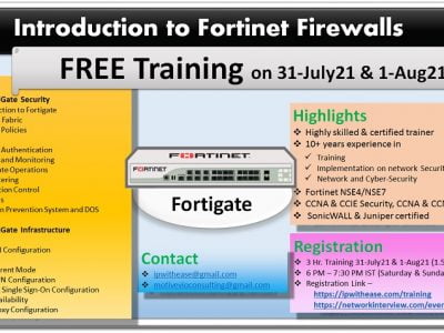 Fortinet Training – 31July21 to 1Aug21