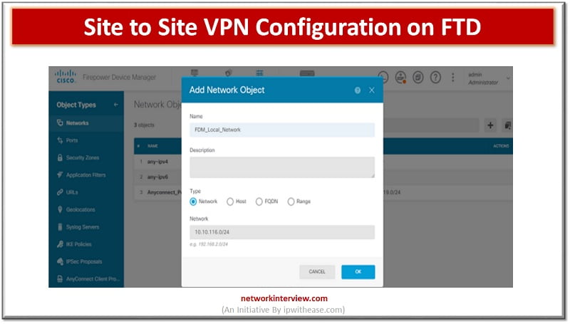 Site to Site VPN Configuration on FTD